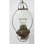 Victorian Brass & Copper Hanging Oil Lamp