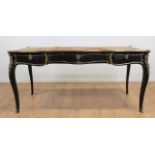 Spanish Louis XV Style Black Desk w/ Bronze Mounts