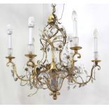 Maison Bagues Style Gilt Metal & Glass Chandelier