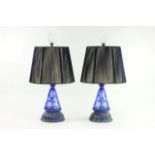 Pair Blue Cut to Clear Lamps