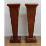 Pair Wood & Marble Top Pedestals