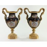 Pair Bronze Mounted Porcelain Meissen Style Vases