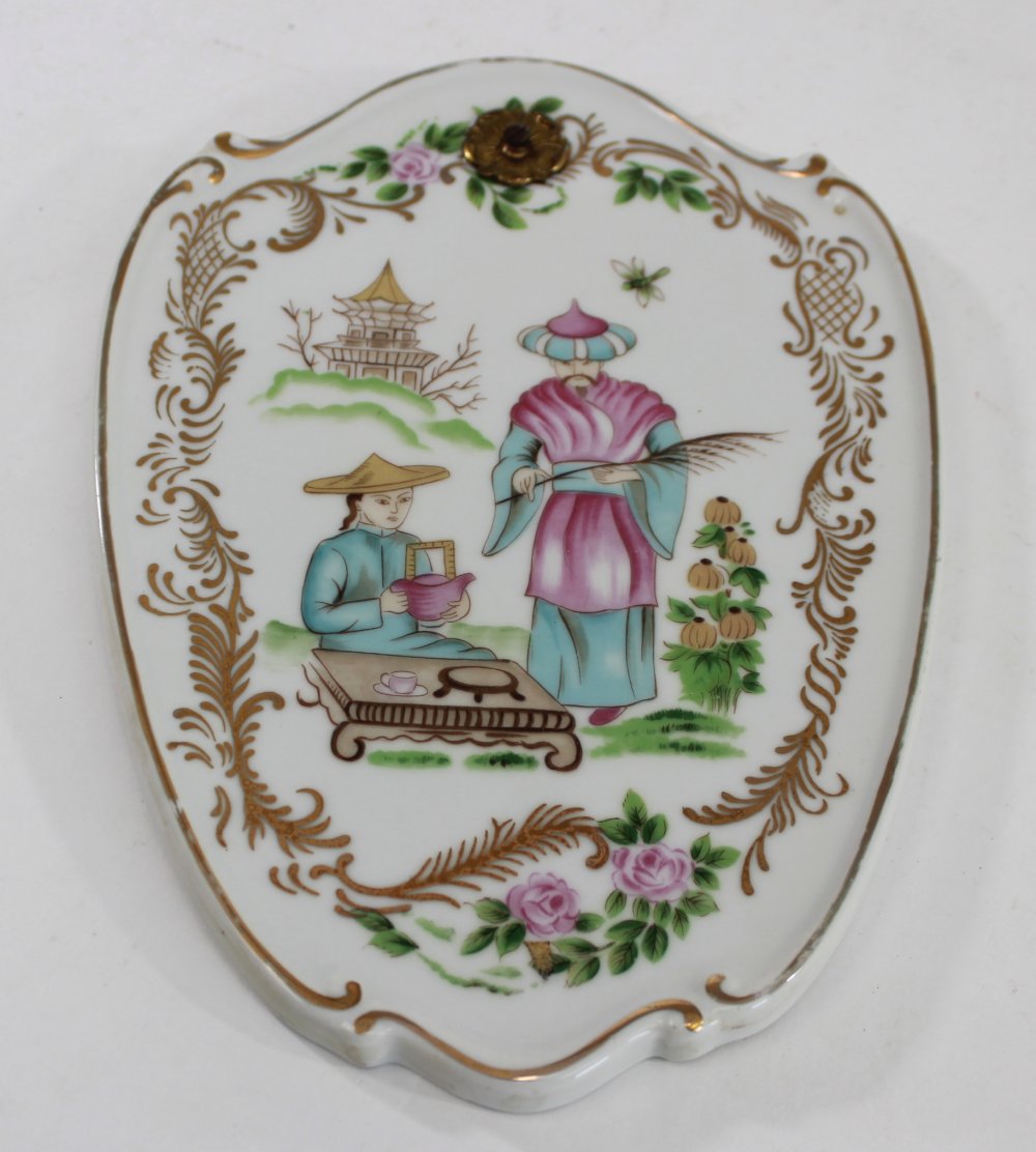 Pair Continental Porcelain Chinoiserie Plaques - Image 3 of 5