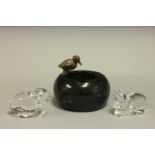 Baccarat Crystal Bird, Ashtray, & Crystal Cat