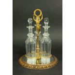 Gilt Bronze Baccarat Crystal Figural Tantalus Set