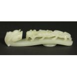 Chinese Carved Jade Dragon-Form Belt Buckle