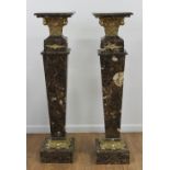 Pair Verde Marble Pedestals