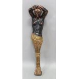 :Figural Paint Decorated Wood Column of a Woman