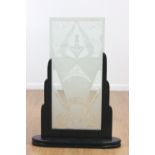 French Art Deco Etched Ice Chip Glass Panel