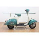 Vespa Motor Bike Base Glass Top Table