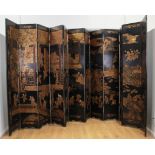 Oversized 12-Panel Oriental Ebonized Screen