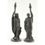 Pair Bronze Egyptian Revival Figural Sculptures