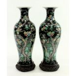 Pair Chinese Famille Noire Porcelain Vases