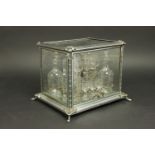 Silvered & Beveled Glass Footed Case Tantalus Set
