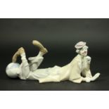 Lladro Porcelain Figurine of Clown Lying Down