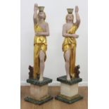 Pair Figural Classical Greek Style Wood Torcheres