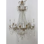 Venetian Gilt Metal & Crystal Italian Chandelier