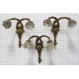 Set 3-19th C. Louis XVI Style Ormolu 2-Arm Sconces