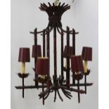 Mid-Century Bamboo Style Metal Chandelier