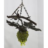 Rococo Style Tole & Glass Grape Vine Chandelier