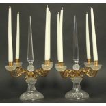 Pair Crystal 4-Arm Candelabra