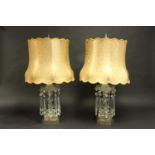 Pair Victorian Glass Luster Lamps