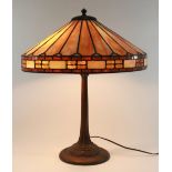 Arts & Crafts Slag Glass Lamp, Att. to Handel