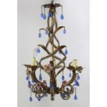 Gilt Metal & Beaded Chandelier