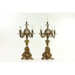 Pair Brass 5-Arm Candelabra