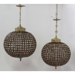 Pair Beaded Crystal Chandeliers