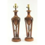 Pair Empire Style Paint Decorated Metal Lamps