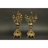 Pair Brass 5-Arm Candelabra