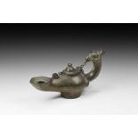 Roman Oil Lamp with Horse-Head Handle