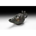 Oil Lamp with African Head with Silver Eyes