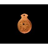 Roman Erotic Oil Lamp with Leda and Swan