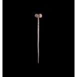 Bronze Age Silver Propeller-Headed Cloak Pin