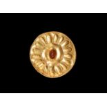 Eastern Greek Gold Flower Plate Brooch