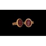 Roman Style Gold Ring with Female Bust Intaglio.