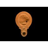 Roman Oil Lamp with Scallop Shell