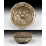 Greek Hellenistic Silver Bowl with Lotus Motif