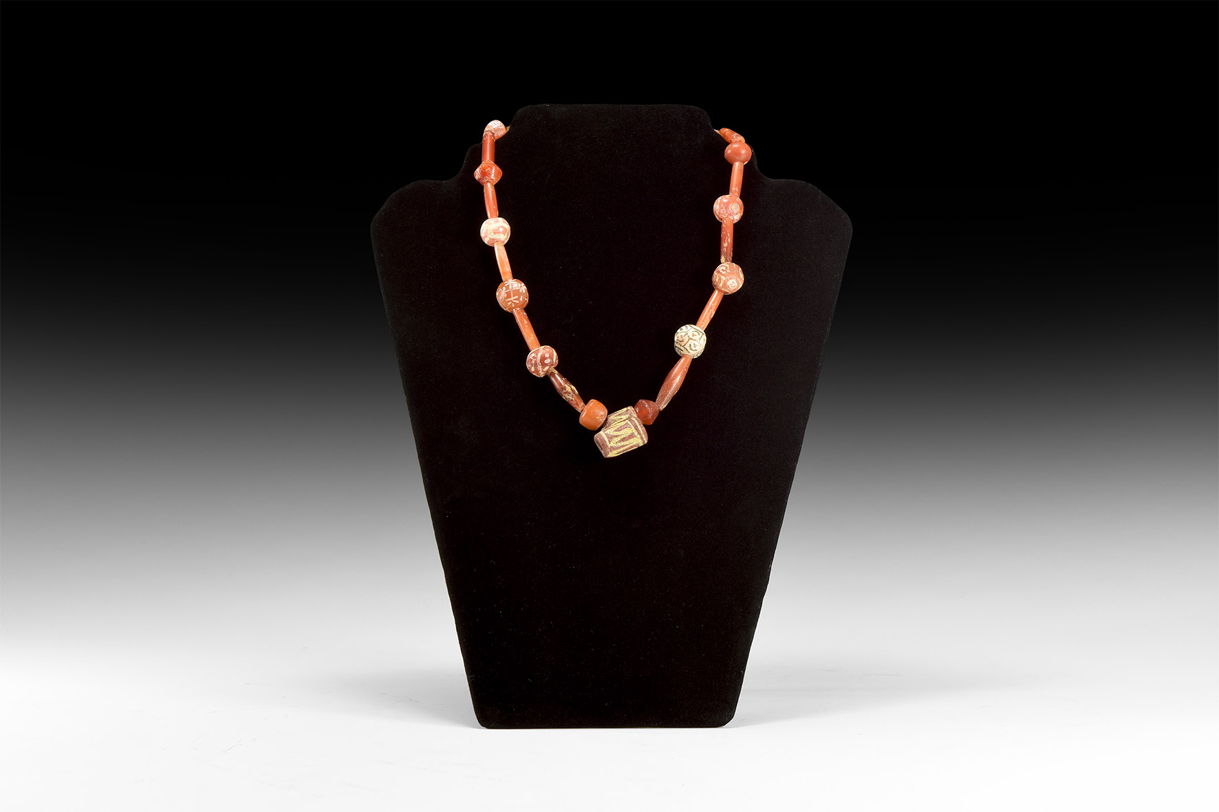 Indus Valley Etched Carnelian Bead Necklace