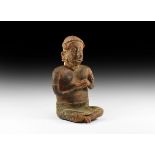 Pre-columbian Large Seated Warrior Figure