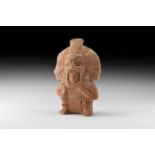 Pre-Columbian God Statuette with Headdress