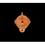 Roman Oil Lamp with Geometric Design