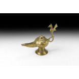 Islamic Oil Lamp with Bird Handle