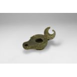 Byzantine Oil Lamp with Crescent Reflector