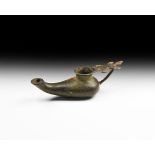 Byzantine Oil Lamp with Animal Handle