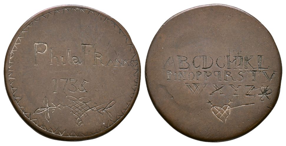 Engraved 'Phila Franks' Alphabetic Token