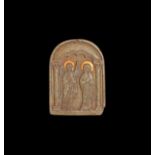 Byzantine Serpentine Icon with Saints