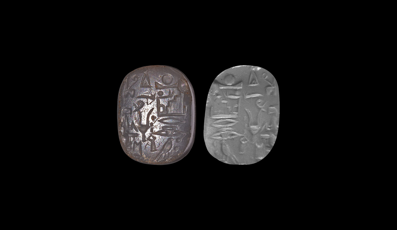Phoenician Scaraboid Stamp Seal with Hieroglyphs